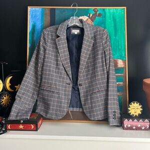 Merona Blue and Brown Checkered Blazer Size 8